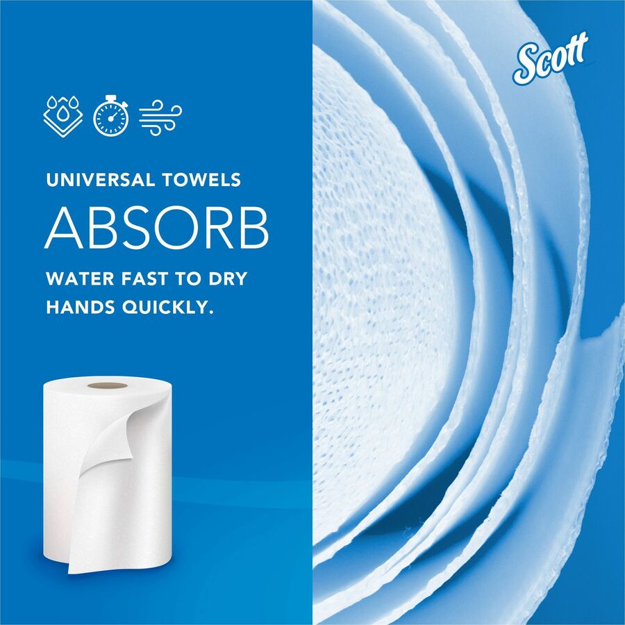 Scott Essential Universal High-Capacity Hard Roll Towels with Absorbency Pockets - 7.87" x 1000 ft - 1000 Sheets/Roll - White - Paper - 6 / Carton