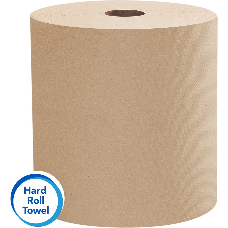 Scott 100% Recycled Fiber Hard Roll Paper Towels with Absorbency Pockets - 8" x 800 ft - Brown, Kraft - Paper - 12 / Carton