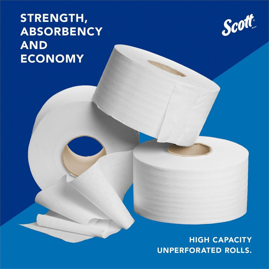 Scott High-Capacity Jumbo Roll Toilet Paper - 2 Ply - 3.55" x 1000 ft - White - 12 / Carton