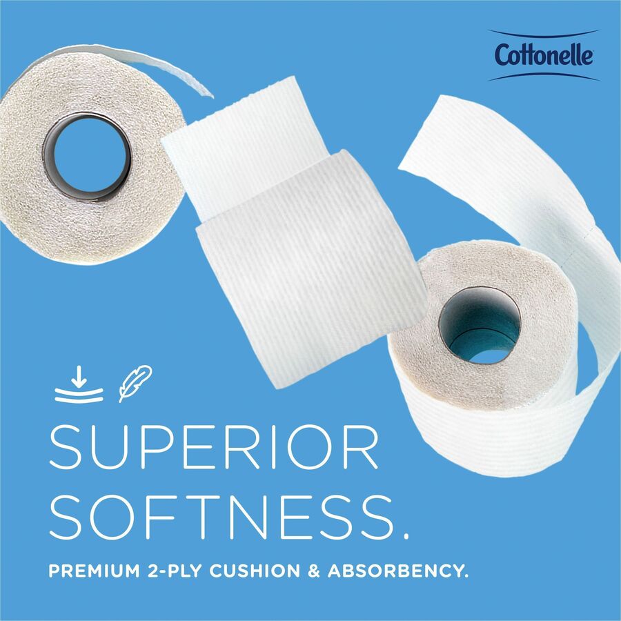 Cottonelle Standard Roll Bathroom Tissue - 2 Ply - 4" x 4" - 451 Sheets/Roll - White - Soft - For Washroom - 60 / Carton - Bathroom Tissues - KCC17713