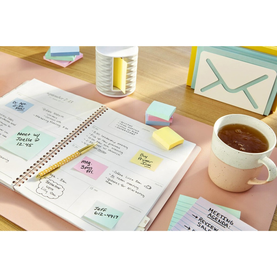 Post-it® Notes Original Notepads - Helsinki Color Collection - 1200 - 3" x 3" - Square - 100 Sheets per Pad - Unruled - Assorted - Paper - Self-adhesive, Repositionable - 12 / Pack - Adhesive Note Pads - MMM654RPA