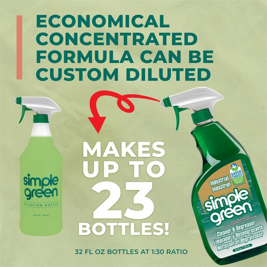 Simple Green Industrial Cleaner/Degreaser - Concentrate Spray - 24 fl oz (0.8 quart) - Original Scent - 1 Each - White, Green = SMP13012