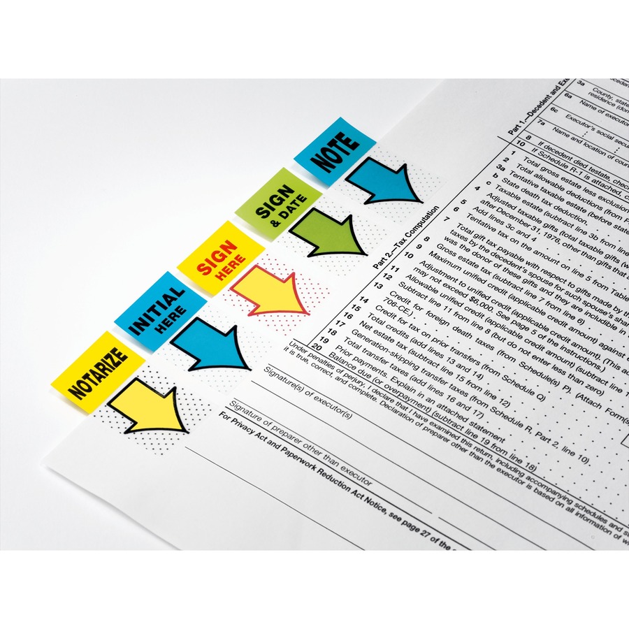 Post-it® Message Flags - 2 Dispensers - 100 - 1" x 1.75" - Arrow, Rectangle - Unruled - "Initial Here" - Blue - Removable, Self-adhesive - Flags - MMM680IH2