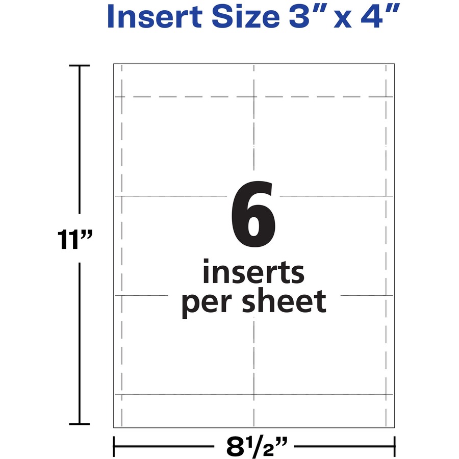 Avery® Name Badge Insert Refills, 3" x 4" , 300 Inserts (5392) - 3" Height x 4" Width - Laser, Inkjet - White - Card Stock - 300 / Box - Name Badges/Systems - AVE05392