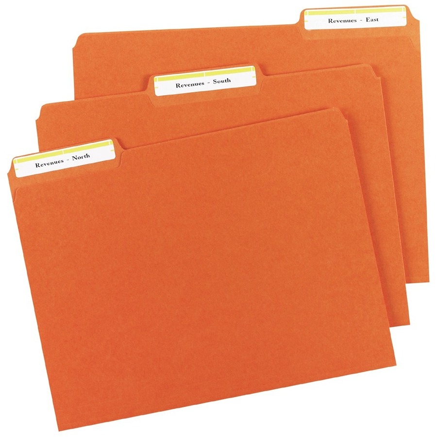 Avery® TrueBlock File Folder Label - 2/3" Height x 3 7/16" Width - Permanent Adhesive - Rectangle - Laser, Inkjet - Yellow, White - Paper - 30 / Sheet - 600 Total Label(s) - 600 / Pack = AVE05966