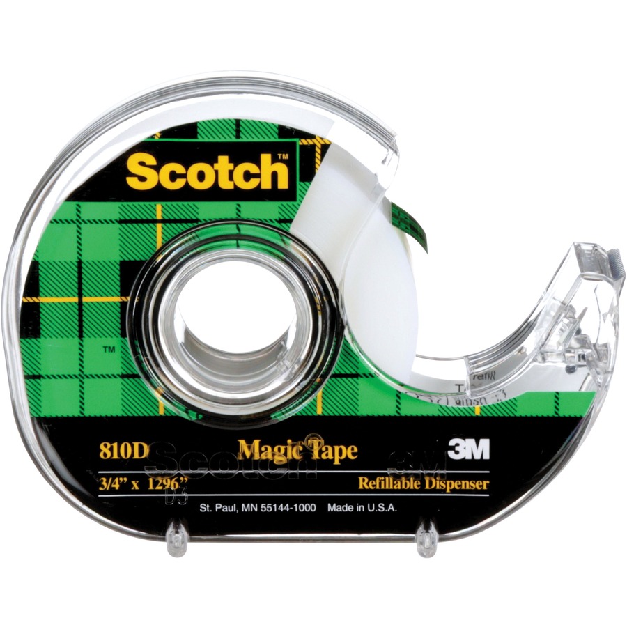 3M Scotch Magic Transparent Tape - 36 yd (32.9 m) Length x 0.75" (19 mm) Width - 1" Core - 1 Each - Transparent & Invisible Tapes - MMM81018PP