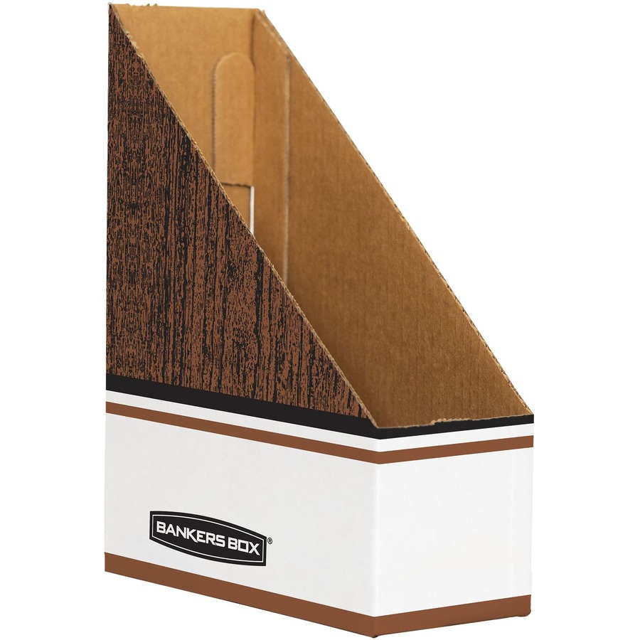 Bankers Box Oversized Magazine File Storage Box - Wood Grain, White - Cardboard - 1 Each = FEL07224