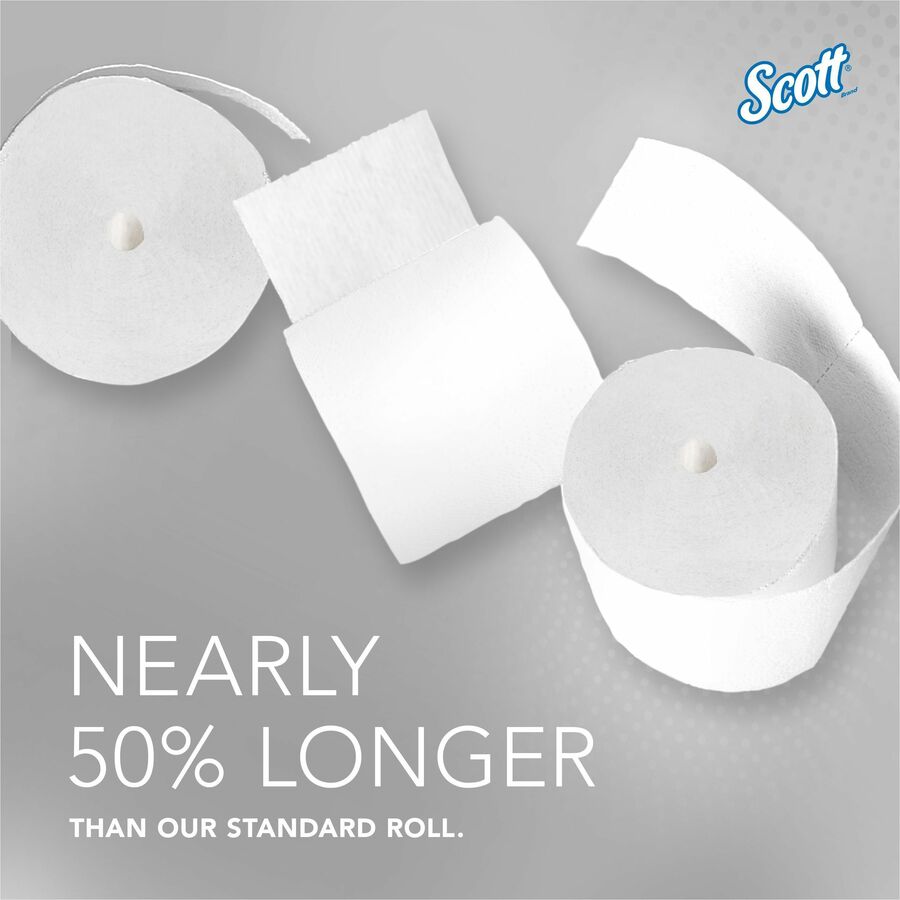 Scott Essential Coreless High-Capacity Standard Roll Toilet Paper - 2 Ply - 4" x 3.70" - 1000 Sheets/Roll - White - 36 / Carton