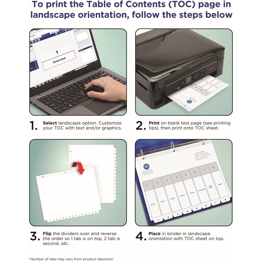 Avery® Ready Index Classic Tab Binder Dividers - 180 x Divider(s) - 180 Tab(s) - 1-5 - 5 Tab(s)/Set - 8.5" Divider Width x 11" Divider Length - 3 Hole Punched - White Paper Divider - White Paper Tab(s) - Recycled - 12 / Carton