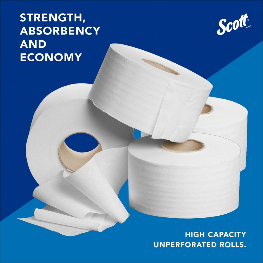 Scott High-Capacity Jumbo Roll Toilet Paper - 2 Ply - 3.50" x 1000 ft - 9" Roll Diameter - White - Fiber - 4 / Carton