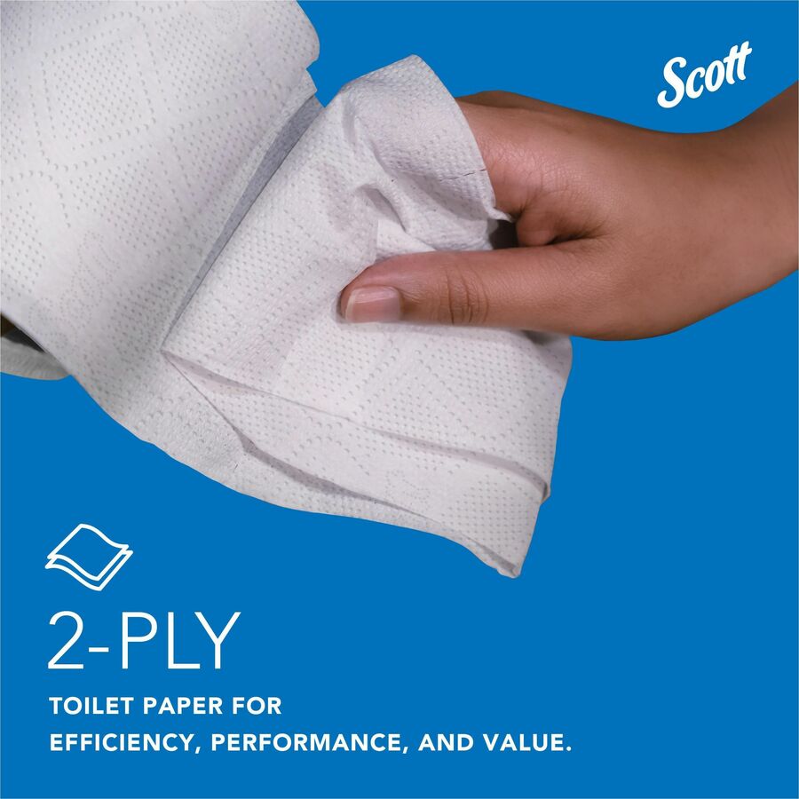 Scott Professional 100% Recycled Fiber Standard Roll Toilet Paper with Elevated Design - 2 Ply - 473 Sheets/Roll - White - Fiber - 80 / Carton