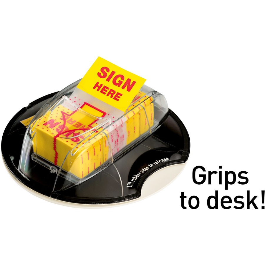 Post-it® Sign Here Flags in Desk Grip Dispenser - 1" x 1.75" - 200 Flag Capacity - Yellow