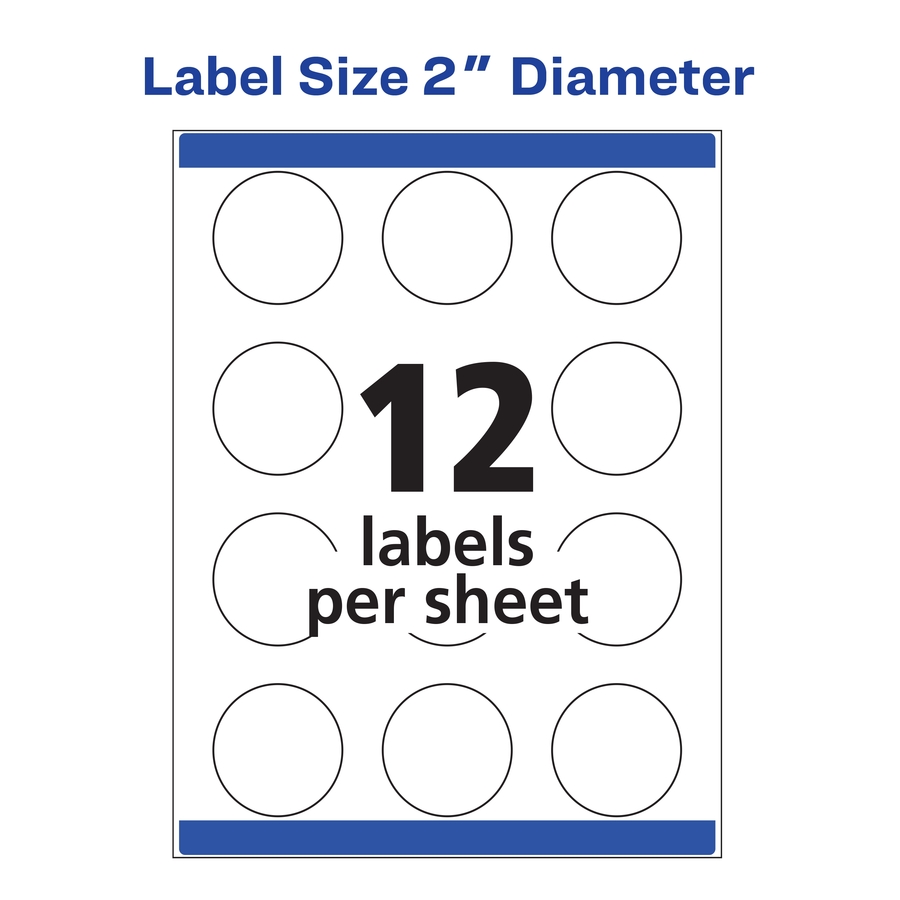 Avery® Print To The Edge Glossy Round Labels 2 Diameter Permanent