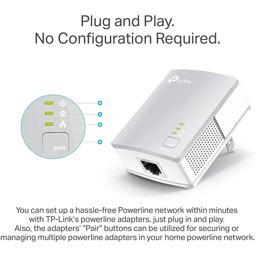 NeweggBusiness - TP-Link AV600 Powerline Ethernet Adapter(TL-PA4010 KIT)-  Plug&Play, Power Saving, Nano Powerline Adapter, Expand Home Network with  Stable Connections