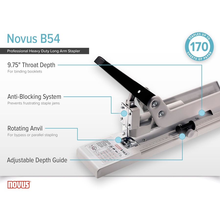 Novus B54 Heavy Duty Stapler - 170 of 80g/m² Paper Sheets Capacity - 1 - Off White