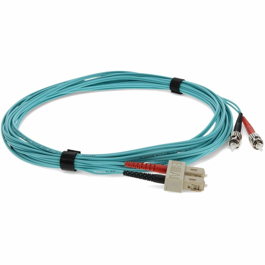 AddOn 3m ST to SC Aqua OM4 Duplex OFNR (Riser-Rated) Fiber Patch Cable