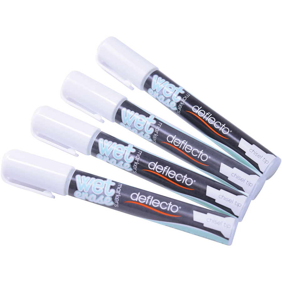 Deflecto Wet Erase Markers - Fine, Bold Marker Point - Chisel Marker Point Style - White - Specialty Markers - DEFSMA510V4WT