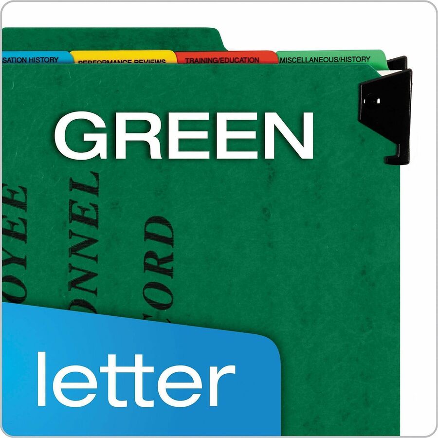 Pendaflex 1/3 Tab Cut Letter Hanging Folder - 8 1/2" x 11" - 2" Expansion - 1" Fastener Capacity - Top Tab Location - 5 Divider(s) - Green - Moisture Resistant, Reinforced Gusset, Durable, Reinforced Tab, Rip Proof, Moisture Resistant, Smudge Resistant - 