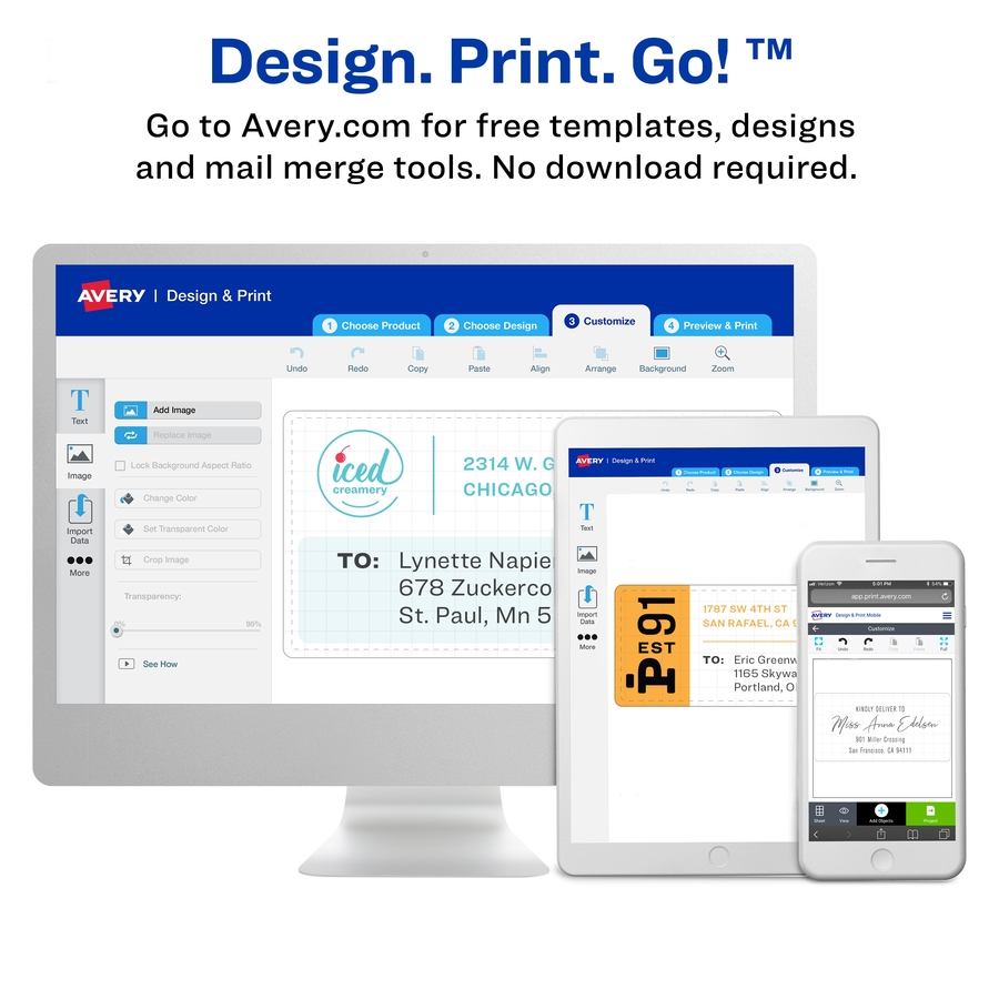 Avery® Internet Shipping Labels, TrueBlock(R) Technology, Permanent Adhesive, 5-1/2" x 8-1/2" , 200 Labels (5126) - 5 1/2" Height x 8 1/2" Width - Permanent Adhesive - Rectangle - Laser - Bright White - Paper - 2 / Sheet - 100 Total Sheets - 200 Total = AVE05126