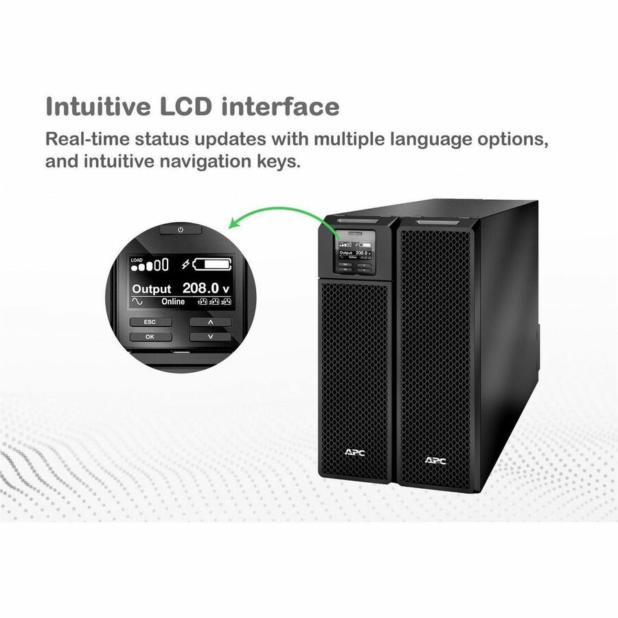 APC Smart-UPS On-Line, 8kVA/8kW, Tower, 208V, 4x L6-20R+2x L6-30R NEMA outlets, Network Card+SmartSlot, Extended runtime, W/O rail kit