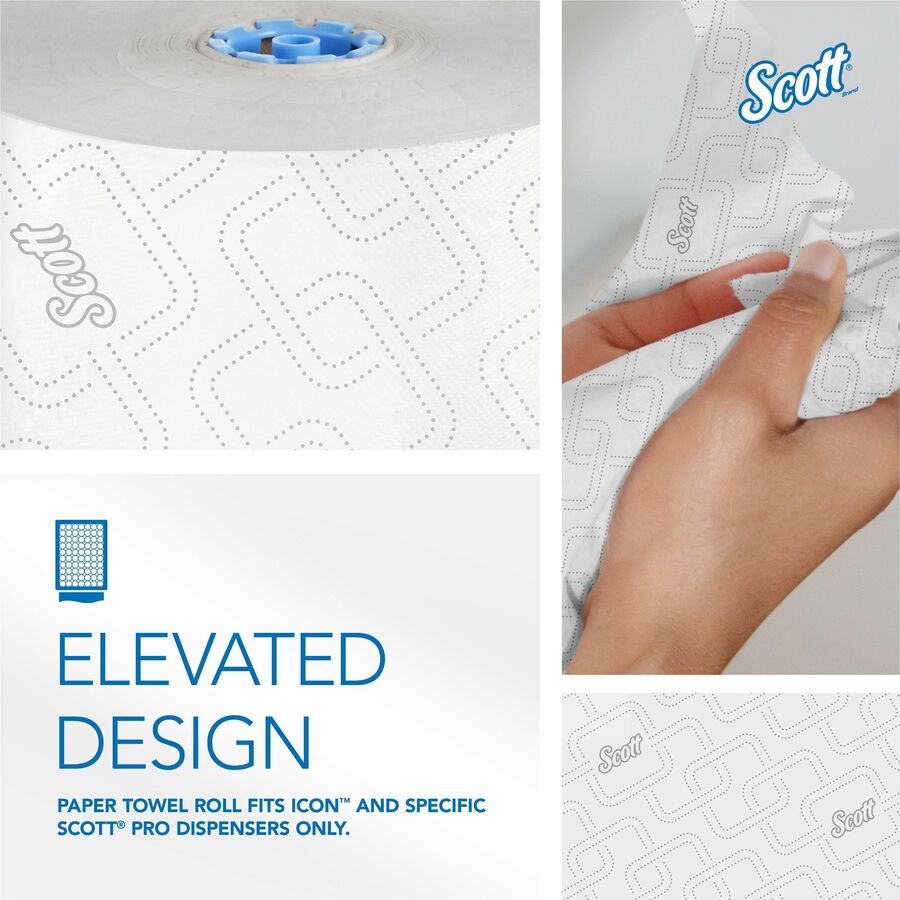 Scott Pro High-Capacity Hard Roll Towels with Elevated Design and Absorbency Pockets - 7.50" x 1150 ft - White, Blue - 6 / Carton