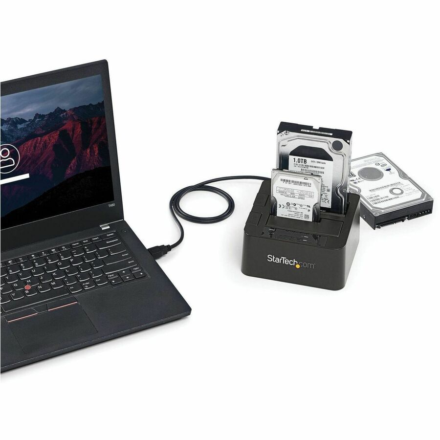 StarTech Dual-Bay USB 10Gbps to SATA Hard Drive Docking Station, 2.5/3.5" SATA I/II/III, SSD/HDD Dock, USB Hard Drive Bay, Top-Loading