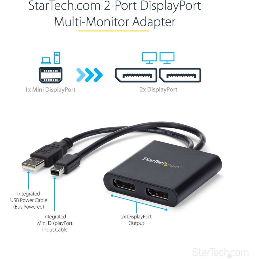 StarTech 4K HDMI 2-Port Video Splitter, Powered by USB/Power Adapter
