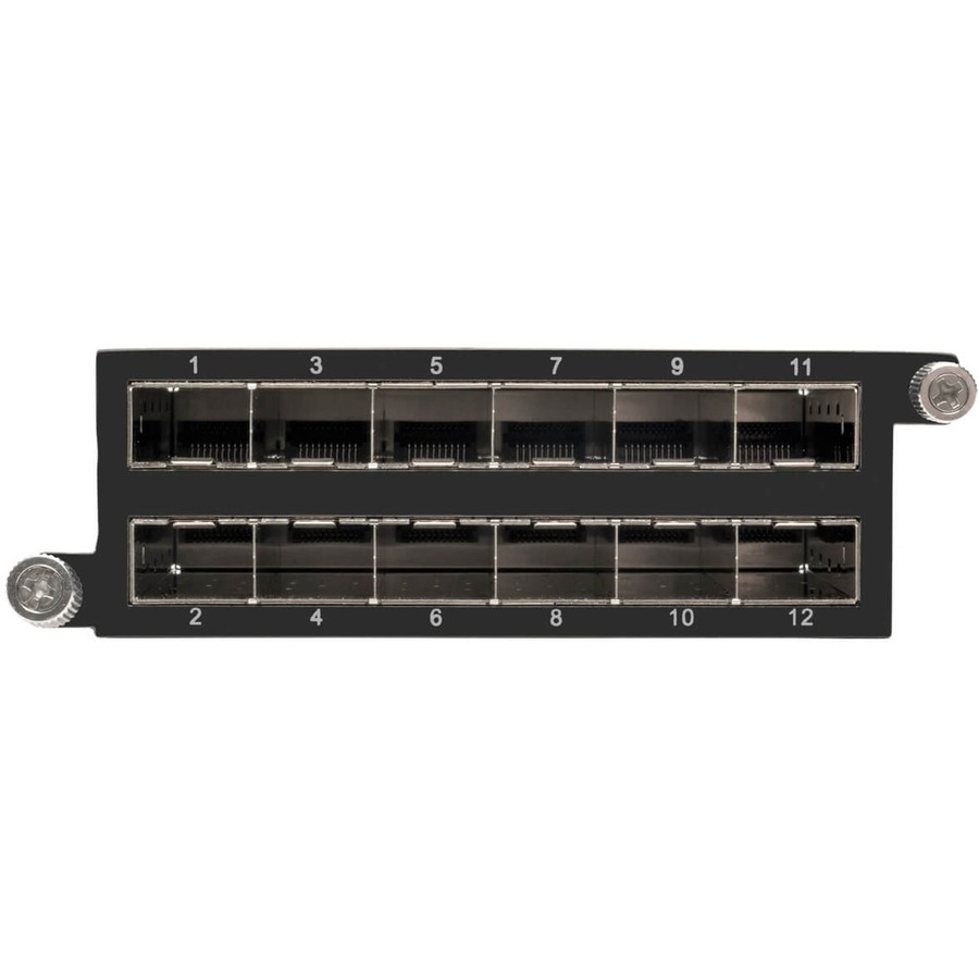 Tripp Lite by Eaton 12-Port SFP+ 10GbE Pass-through Cassette with six QSFP+ to 4xSFP+ Breakout Cables