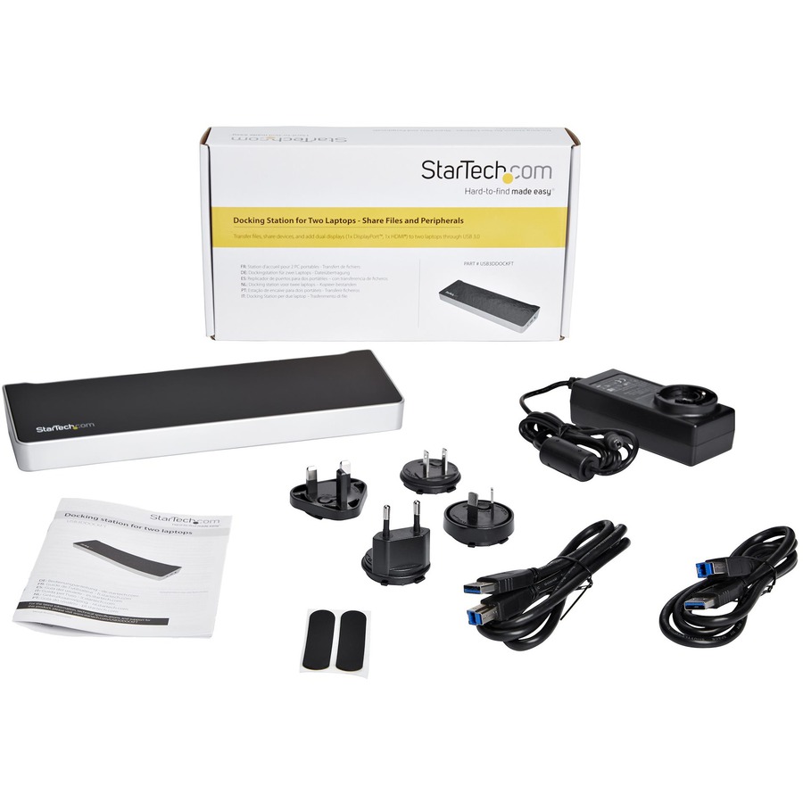 StarTech.com USB 3.0 KVM Docking Station - Connect Two Laptops - Windows / macOS Compatible - Supports Dual Displays - DisplayPort and HDMI or 4K Ultra HD on a Single Monitor - USB3DDOCKFT