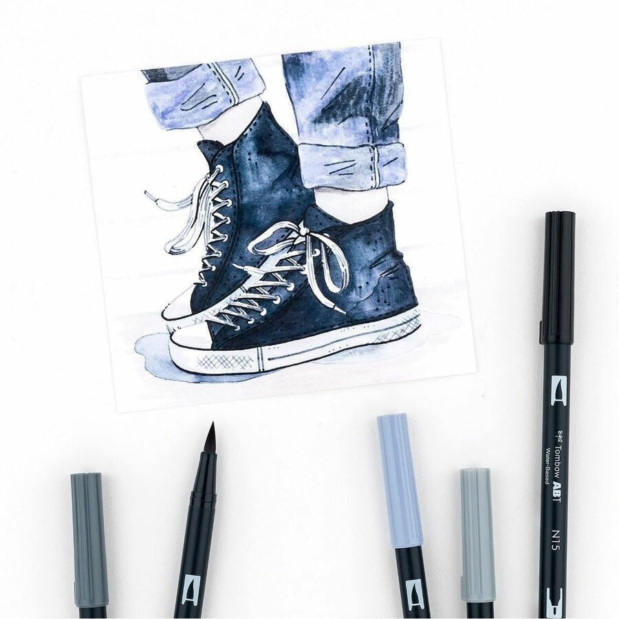 Tombow Dual Brush Pen Art Markers, Grayscale, 10-Pack