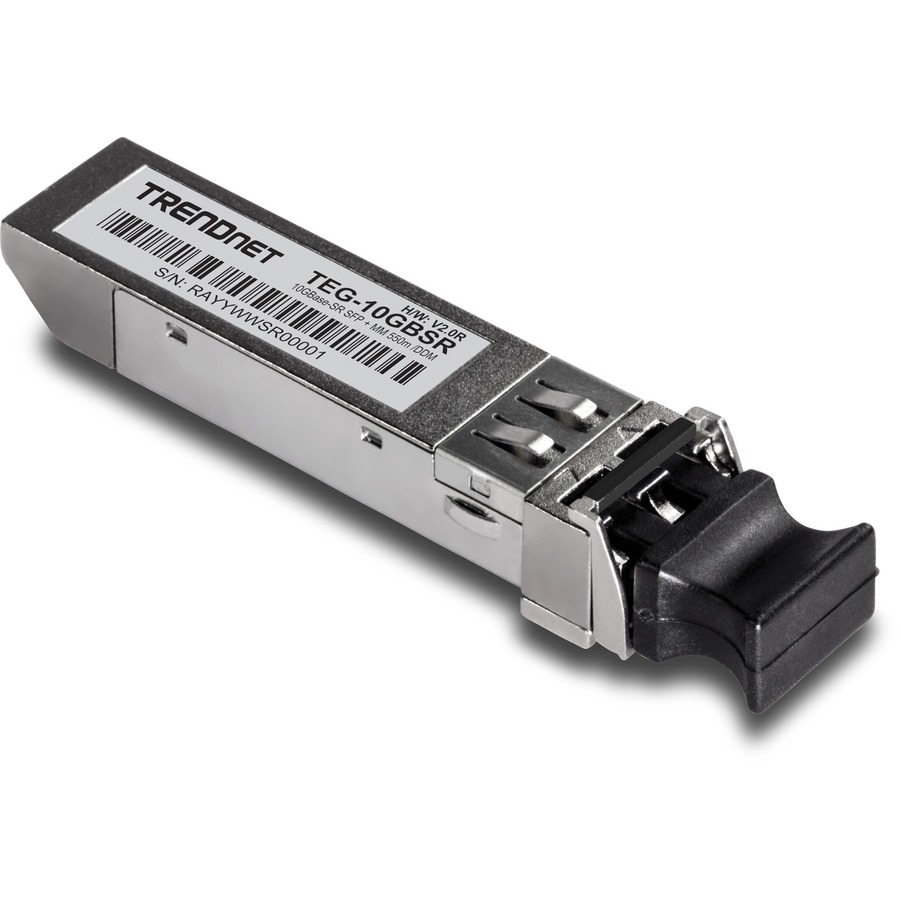 TRENDnet 10GBASE-SR SFP+ Multi Mode LC Module, TEG-10GBSR, Supports Distances up to 300m (984 feet), Hot Pluggable Fiber SFP+ Transceiver, 850nm Wavelength, Lifetime Protection, Silver