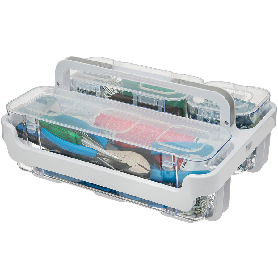 Deflecto Stackable Caddy Organizer - 6.5" Height x 14" Width x 10.5" Depth - White - Plastic - 1 Each = DEF29003