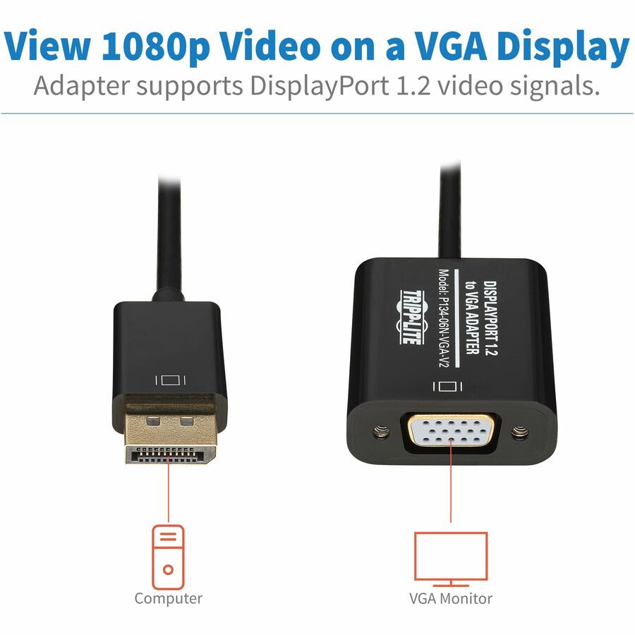 Tripp Lite Displayport To Vga Active Adapter Video Converter Dp Ver 12