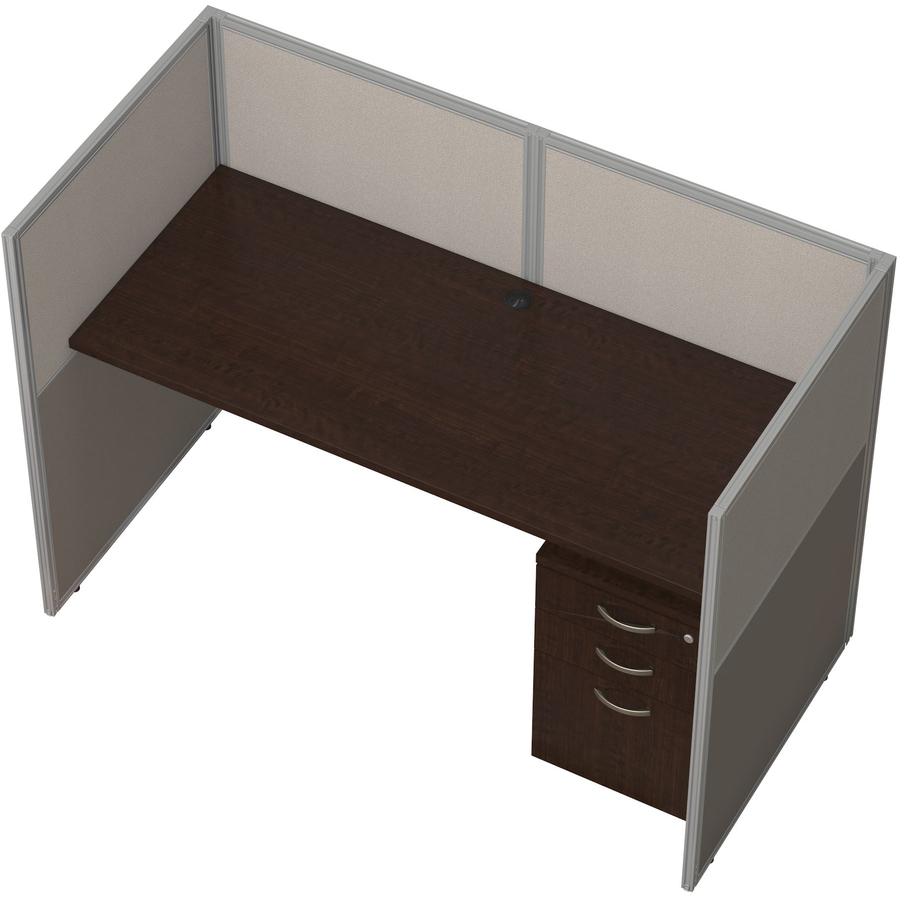 Bush Business Furniture Easy Office 60W Stght Desk Closed Office w/3 Drawer Pedestal - Rectangle Top - 3 Drawers x 61.02" Table Top Width x 30.51" Table Top Depth - 44.88" Height - Assembly Required - Mocha Cherry, Light Gray, Storm Gray - Metal, Fabric, 