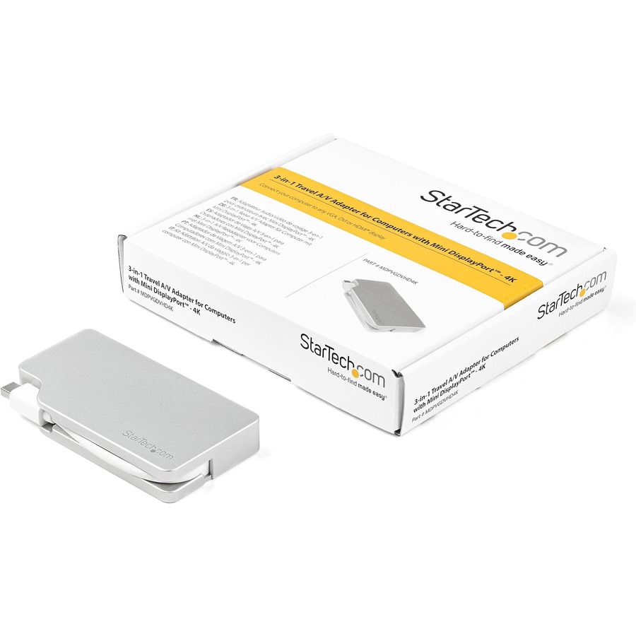 StarTech.com Aluminum Travel A/V Adapter: 3-in-1 Mini DisplayPort to VGA, DVI or HDMI - mDP Adapter - 4K