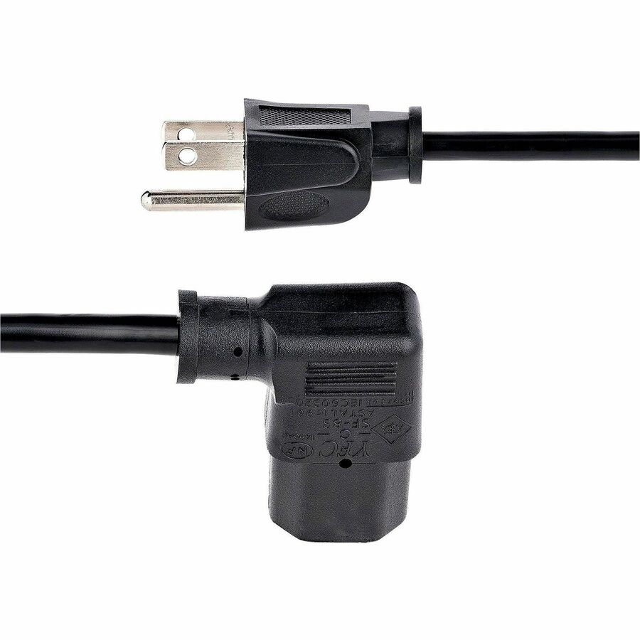 StarTech.com 3 ft Computer Power Cord - NEMA 5-15P to Right-Angle C13 - 18AWG - For Computer, Printer, Monitor, Scanner - 120 V AC / 10 A - Black - 3 ft Cord Length - NEMA 5-15P / IEC 60320 C13 - North America - 1 Each