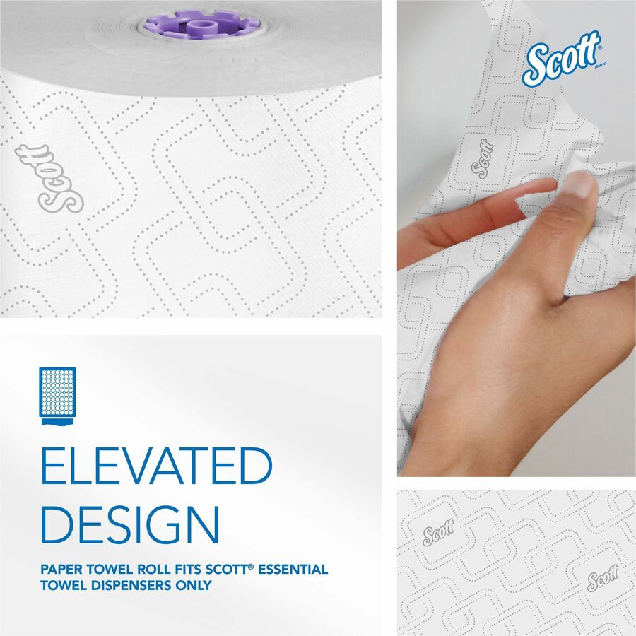 Scott Essential High Capacity Hard Roll Paper Towels with Absorbency Pockets - 8" x 950 ft - 1.75" Core - White - 6 / Carton