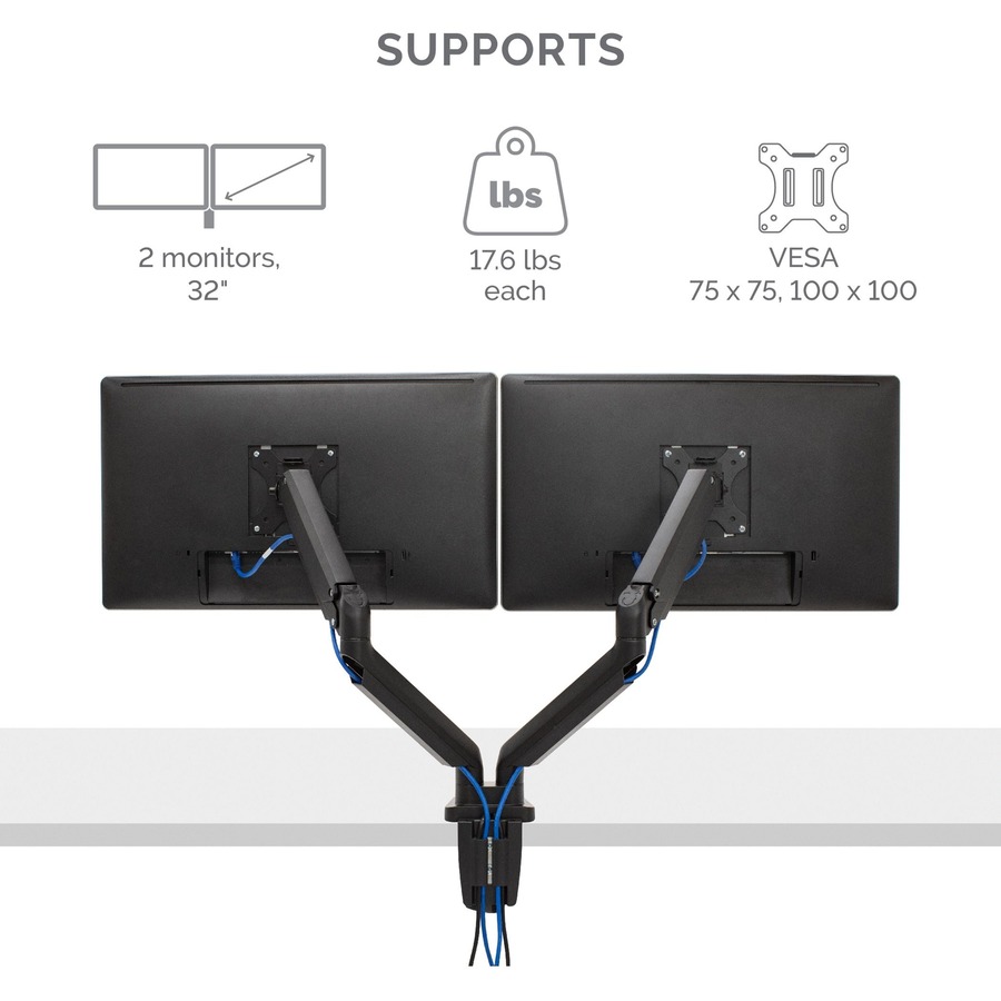 Fellowes Platinum Series Dual Monitor Arm - 2 Display(s) Supported - 46" Screen Support - 40 lb Load Capacity - 1 Each
