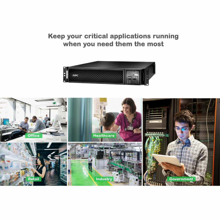 APC Smart-UPS On-Line, 3kVA, Rackmount 2U, 120V, 8x 5-20R+1x L5-30R NEMA outlets, SmartSlot, Extended runtime, W/ rail kit