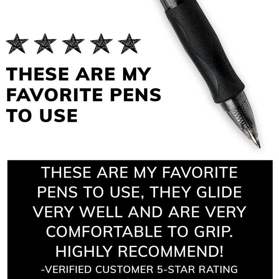 BIC Gel-ocity Gel - Medium Pen Point - 0.7 mm Pen Point Size - Refillable - Retractable - Black Gel-based Ink - Tinted Barrel - 24 / Box - Gel Ink Pens - BICRLC241BLK