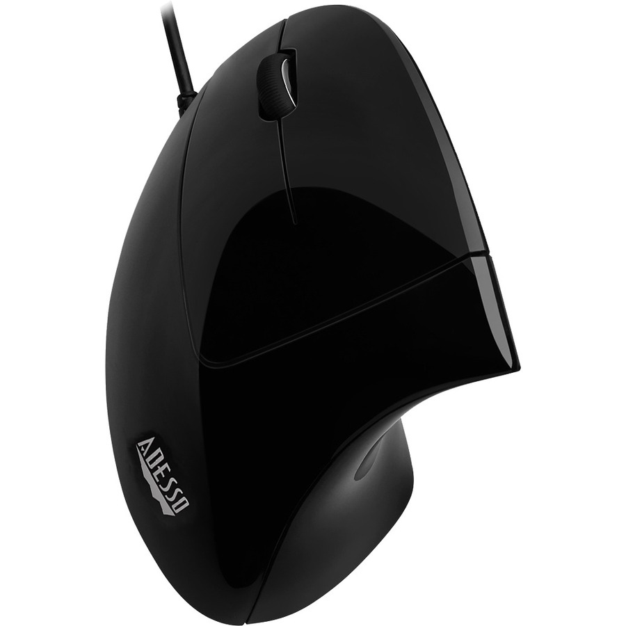 Adesso Left-Handed Vertical Ergonimic Mouse - Optical - Cable - Black - USB - 2400 dpi - Scroll Wheel - 6 Button(s) - Left-handed Only - Mice - ADEIMOUSEE9