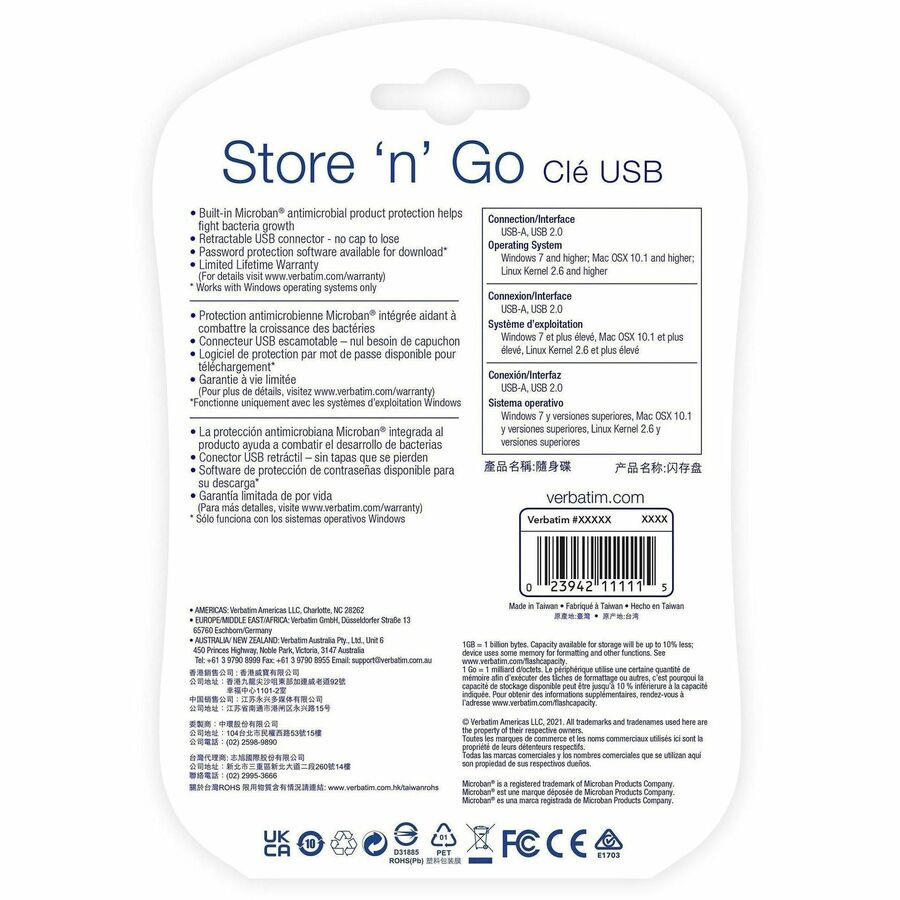 32GB Store 'n' Go&reg; USB Flash Drive - 3pk - Red, Green, Blue - 32GB - 3pk - Red, Blue, Green