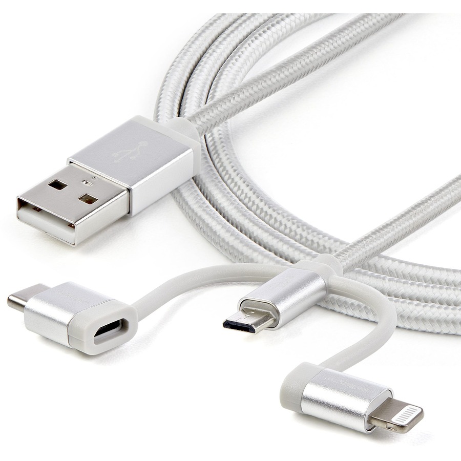 StarTech.com 1m USB Multi Charging Cable - Braided - Apple MFi ...