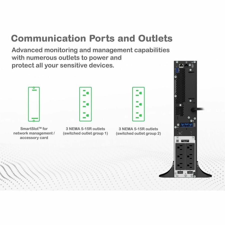 APC Smart-UPS On-Line, 1500VA, Tower, 120V, 6x 5-15R NEMA outlets, SmartSlot, Extended runtime, W/O rail kit
