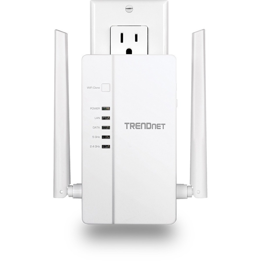 TRENDnet Wi-Fi Everywhere Powerline 1200 AV2 Dual-Band AC1200 Wireless Access Point Kit, Includes 1 x TPL-430AP And 1 x TPL-423E, 3 x Gigabit Ports, Easy Installation, White, TPL-430APK