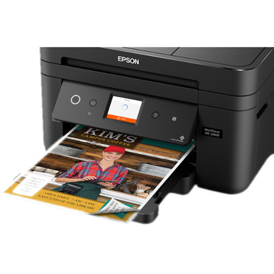 Epson WorkForce WF-2860 Wireless Inkjet Multifunction Printer-Color-Copier/Fax/Scanner-4800x1200 Print-Automatic Duplex Print-5000 Pages Monthly-150 sheets Input-Color Scanner-2400 Optical Scan-Color Fax- Ethernet-Wireless LAN-Apple AirPrint