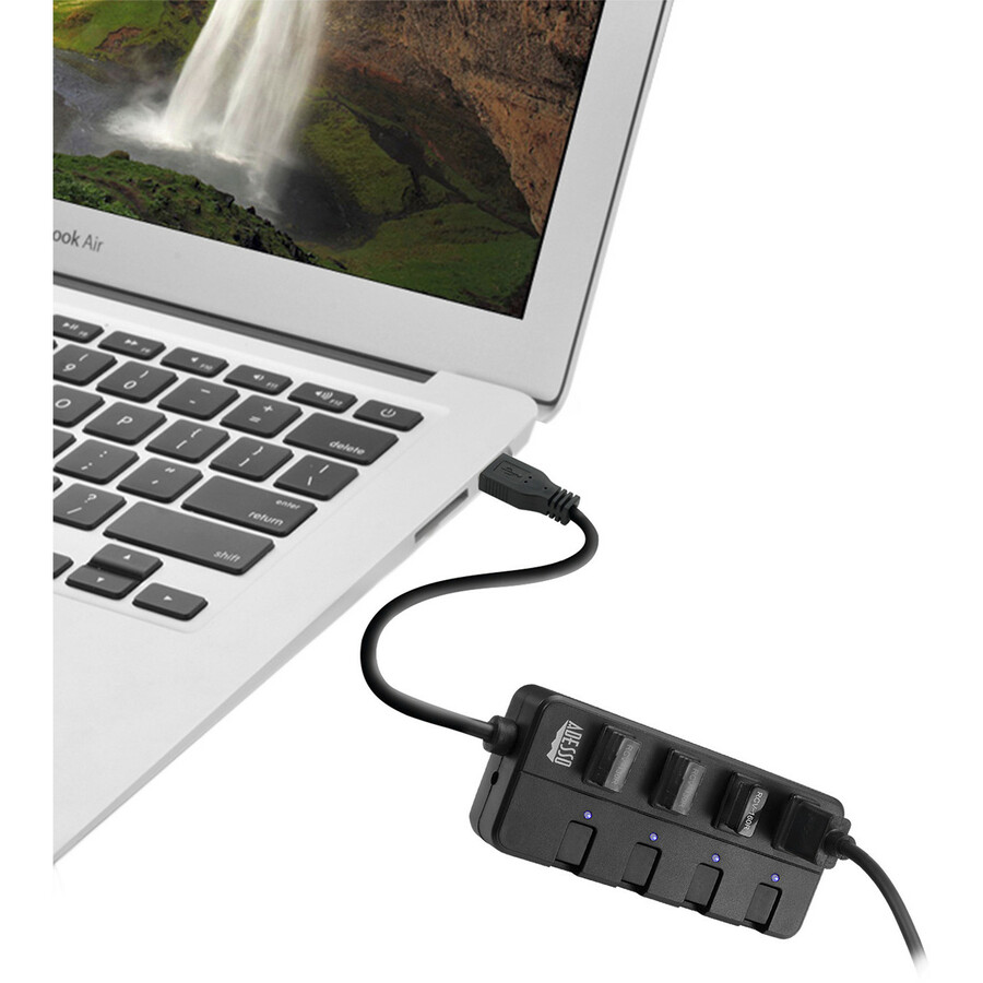 Adesso 4-ports USB 3.0 Hub - USB - External - 4 USB Port(s) - 4 USB 3.0 Port(s) - PC, Mac