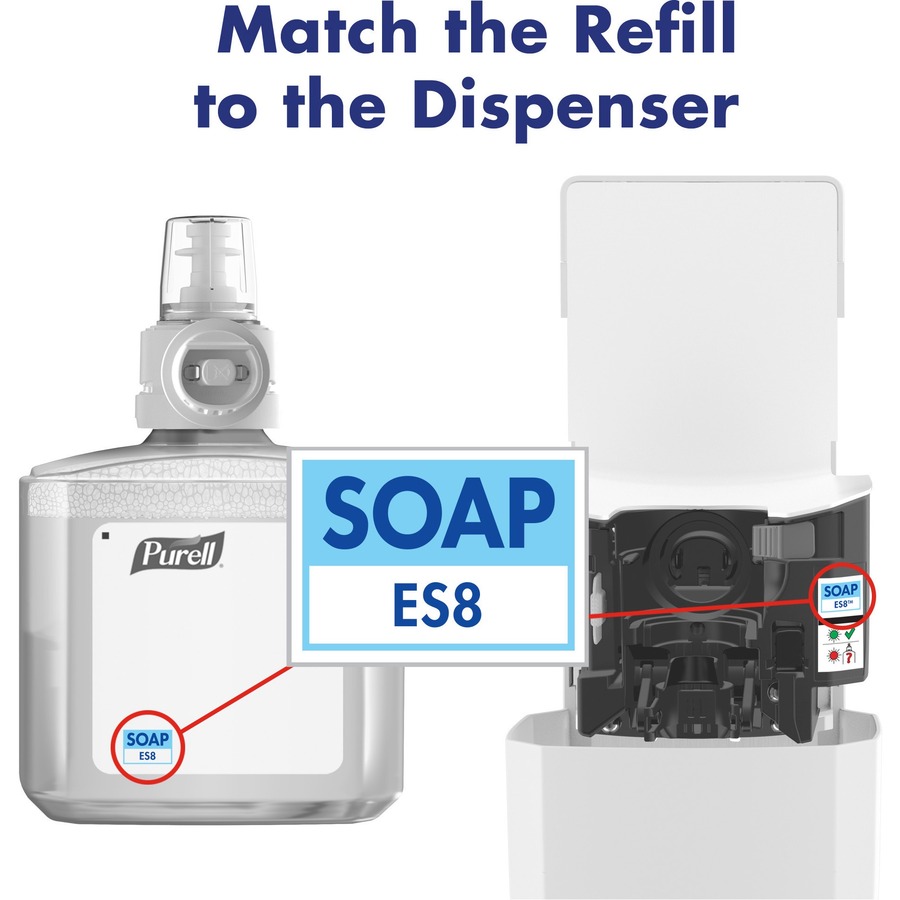 PURELL® ES8 Soap Dispenser - Automatic - 1.20 L Capacity - Touch-free, Refillable, Wall Mountable - White - 1Each - Liquid Soap / Sanitizer Dispensers - GOJ773001