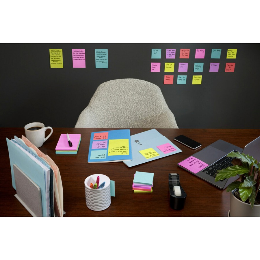 Post-it Notes 76 x 76 mm Super Sticky Notes, Miami Colour Collection, 6  Pads (90 Sheets per pad)