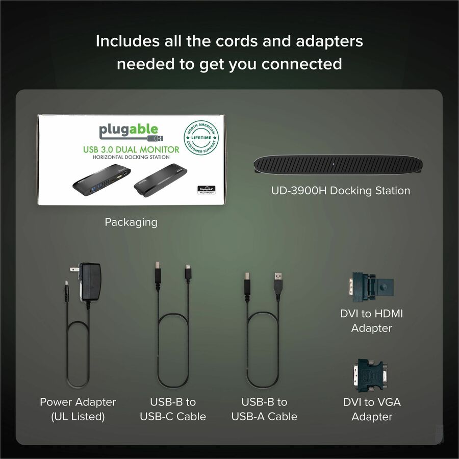 Plugable USB 3.0 Universal Laptop Docking Station for Windows and Mac